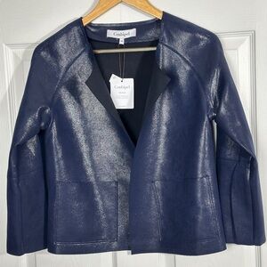 Conbipel open front jacket, navy, sparkly, sz 44 (M-L), new, Italy
